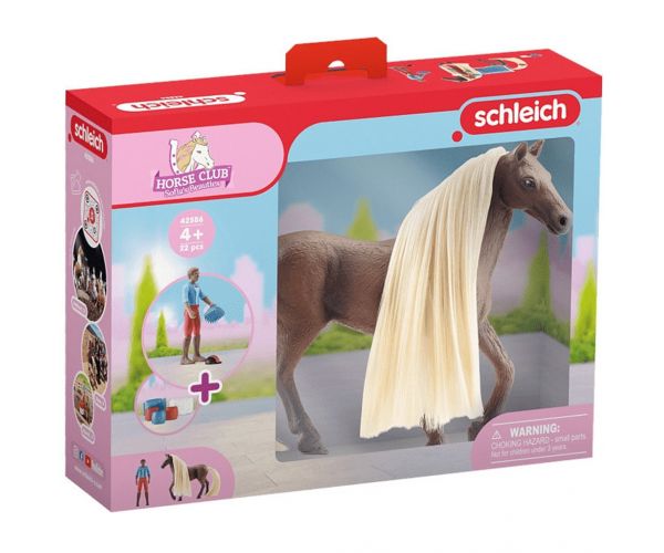 Schleich Horse Club: Frumusețile Sofiei - Set de început cu Leo și calul Rocky cu coamă pieptănabilă (42586)