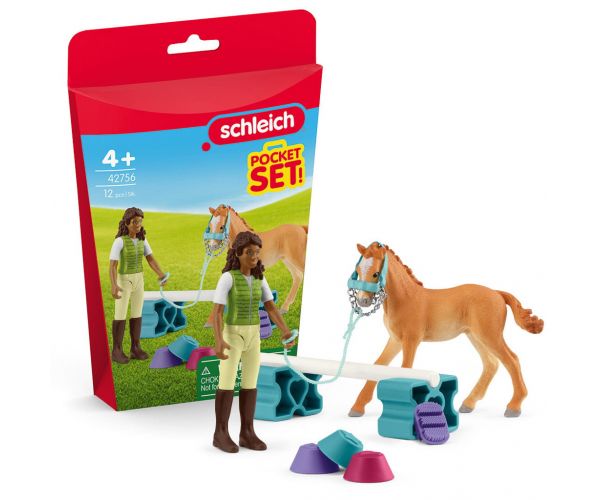 Schleich: Set de antrenament pentru cai Sarah cu mânz Tennessee Walker (42756)