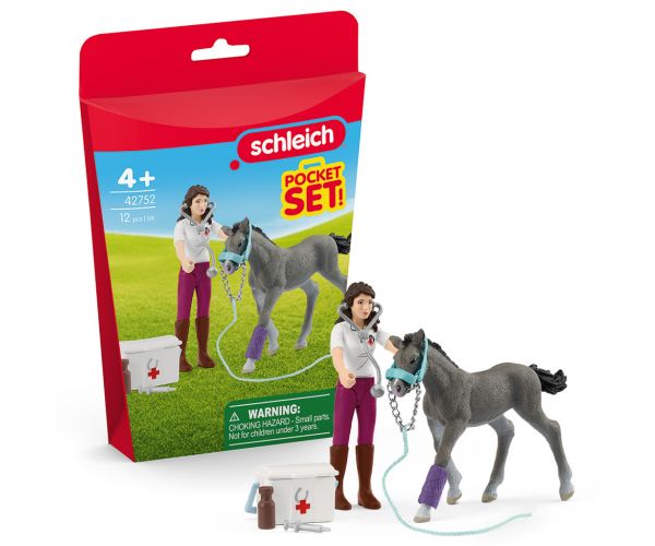 Schleich: Set de joacă Îngrijirea cailor cu mânzul Trakehner (42752)