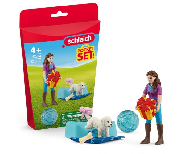 Schleich: Set de joacă Petrecerea de ziua de naștere cu Liza și cățelușul ei (42744)