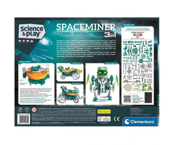 Science & Play: Robot minier spațial 3 în 1 de construit - Clementoni