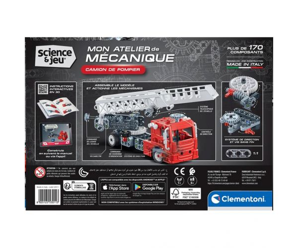 Science & Play: Set de construcție camion de pompieri - Clementoni