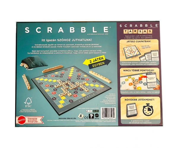 Scrabble Original din lemn și Joc 2în1 - Mattel