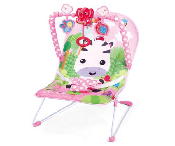 Rezgő és zenélő pihenőszék pink színben zebra mintával