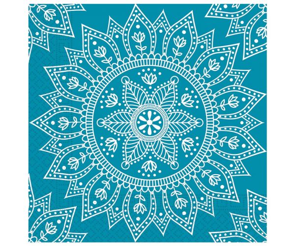 Șervețel de hârtie mandala albastru-alb cu 2 straturi, pachet de 20 bucăți