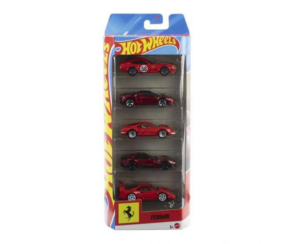 Set Hot Wheels Ferrari de 5 mașinuțe, scară 1/64 – Mattel