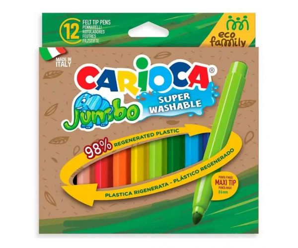 Set de 12 carioci Eco Family Jumbo 6 mm - Carioca