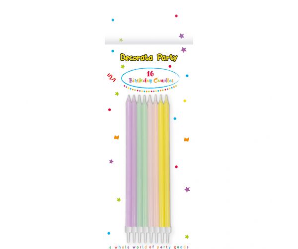 Set de 16 lumânări de aniversare în culori pastelate