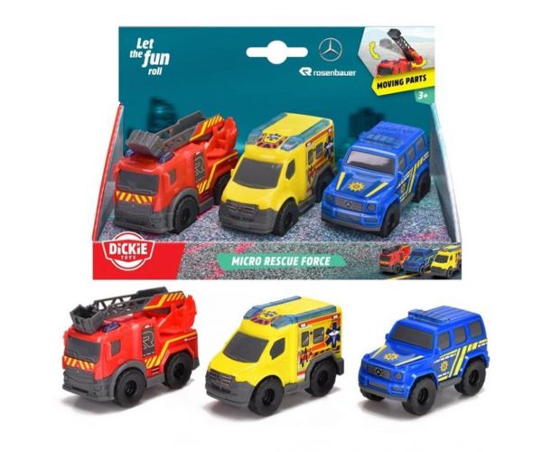 Set de 3 ambulanțe SOS Mikro 9cm - Dickie Toys