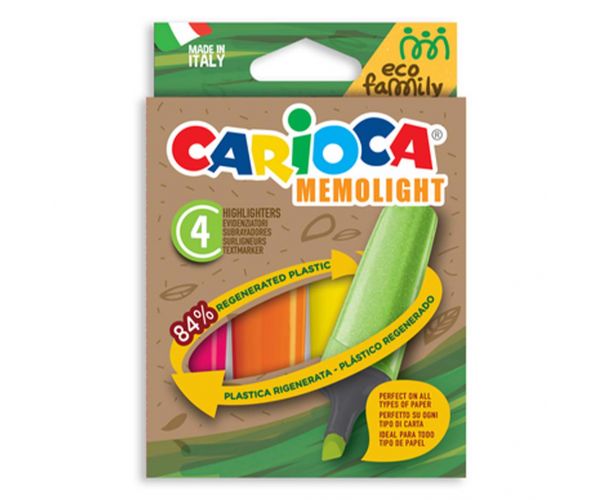 Set de 4 markere de evidențiere Eco Family Memolight - Carioca