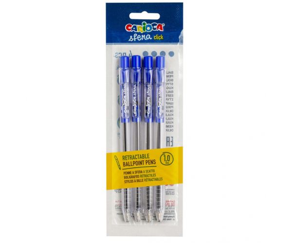 Set de 4 pixuri cu bilă Sfera, culoare albastră - Carioca