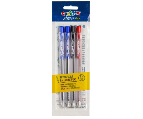 Set de 4 pixuri cu bilă Sfera în mai multe culori - Carioca