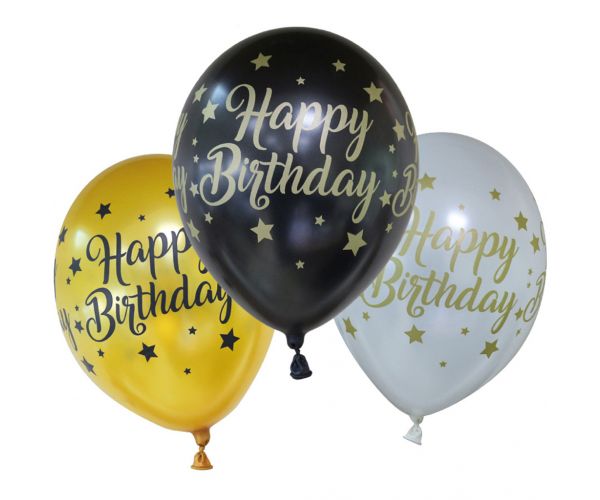 Set de 6 baloane de aniversare cu inscripția Happy Birthday