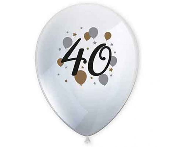 "40" év mintás latex lufi 6db-os szett