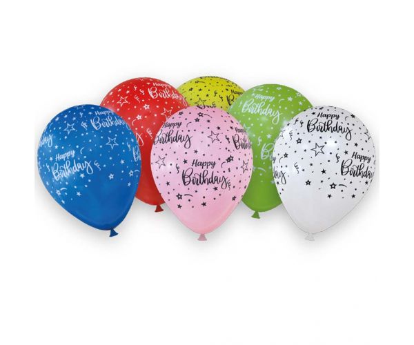 Set de 6 baloane inscripționate cu Happy Birthday