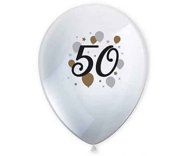 Set de 6 baloane latex cu model 50 de ani.