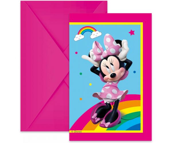 Set de 6 invitații pentru petrecere cu Minnie Mouse