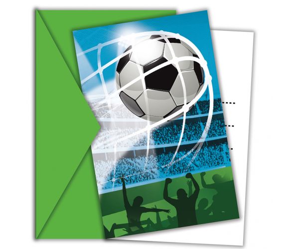 Set de 6 invitații pentru petrecere de fotbal cu plicuri