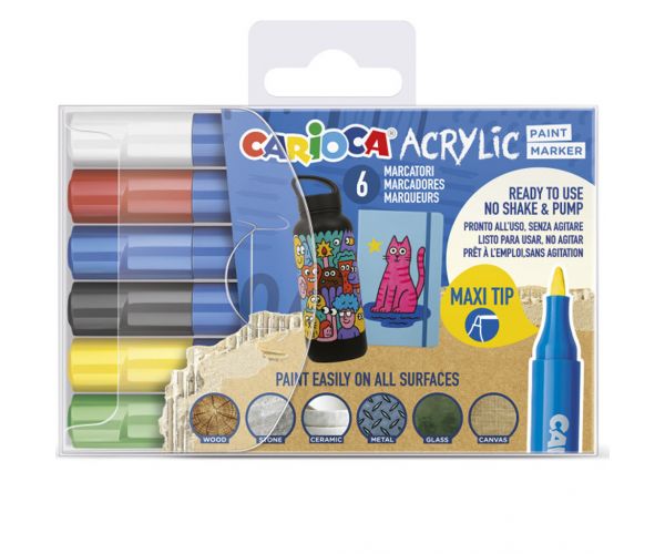 Set de 6 markere acrilice Maxi - Carioca