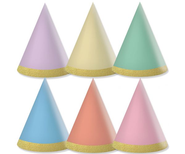 Set de 6 mini pălării de petrecere în culori pastelate