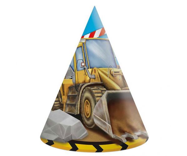 Set de 6 pălării de petrecere cu model de utilaje