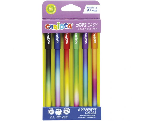 Set de 6 pixuri ștergabile Oops 0,7 mm - Carioca