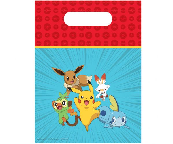 Set de 6 pungi de cadou din plastic Pokémon