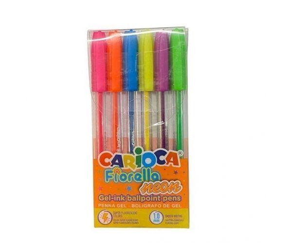 Set de 6 stilouri cu gel neon Fiorella - Carioca