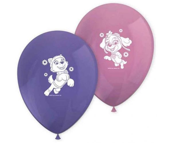 Set de 8 baloane cu model Skye și Everest din Patrula Cățelușilor