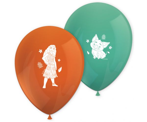 Set de 8 baloane portocaliu-turcoaz-verde Disney+Prințese Vaiana 2