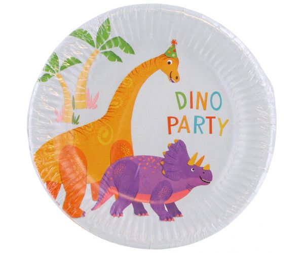 Set de 8 farfurii de hârtie Dino Party, 23 cm
