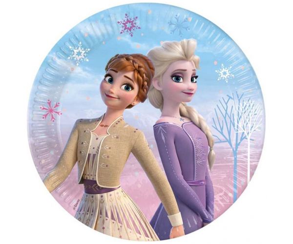 Set de 8 farfurii de hârtie Frozen 2 Elsa și Anna, 23 cm