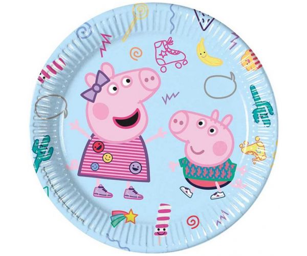 Set de 8 farfurii de hârtie Peppa Pig, 23 cm