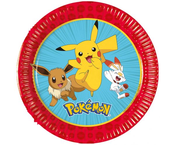Set de 8 farfurii de hârtie Pokémon, 20 cm