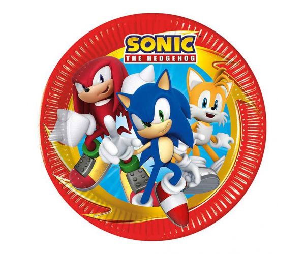 Set de 8 farfurii de hârtie Sonic ariciul, 23 cm