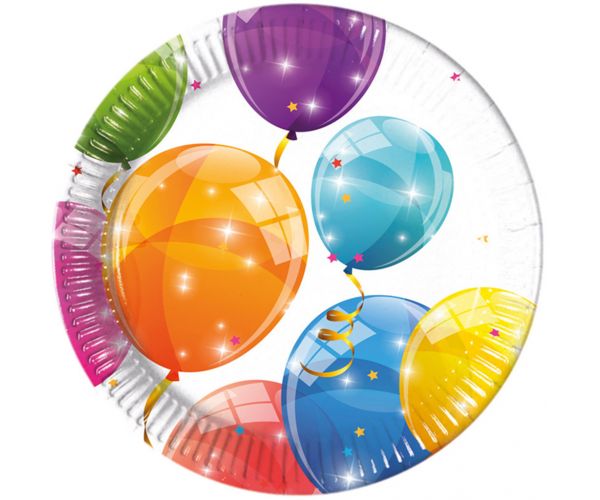 Set de 8 farfurii de hârtie cu baloane strălucitoare