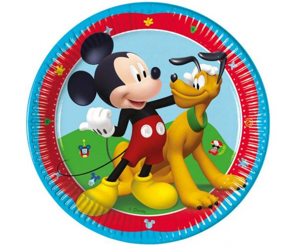 Set de 8 farfurii de hârtie cu model Mickey Mouse, 23 cm