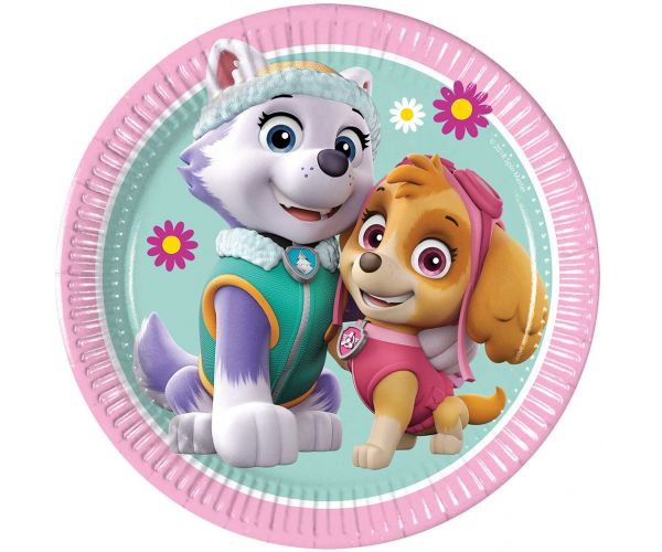 Set de 8 farfurii de petrecere cu Skye și Everest din Patrula Cățelușilor
