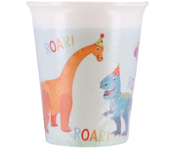 Set de 8 pahare de hârtie Dino, 200 ml