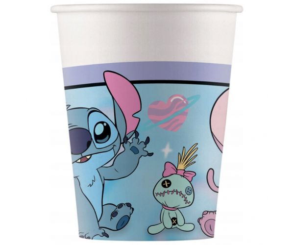 Set de 8 pahare de hârtie Disney Stitch și Angel, 200 ml