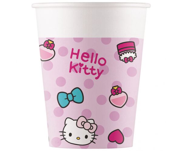 Set de 8 pahare de hârtie Hello Kitty 200ml