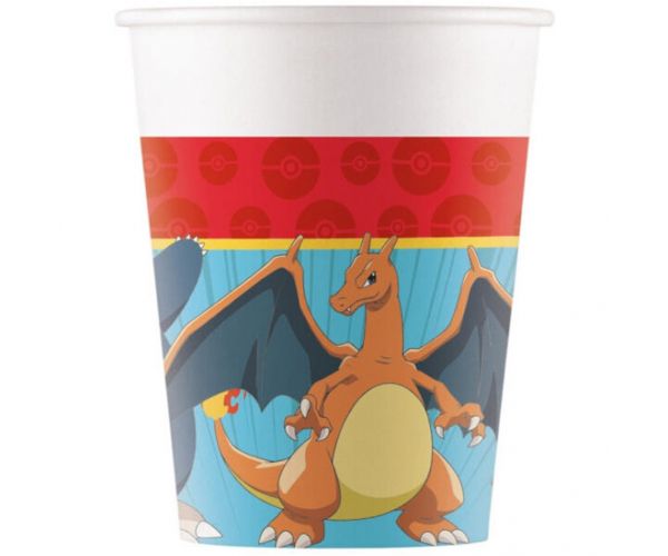 Set de 8 pahare de hârtie Pokémon, 200 ml