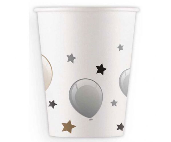 Set de 8 pahare de hârtie argintii, 200ml