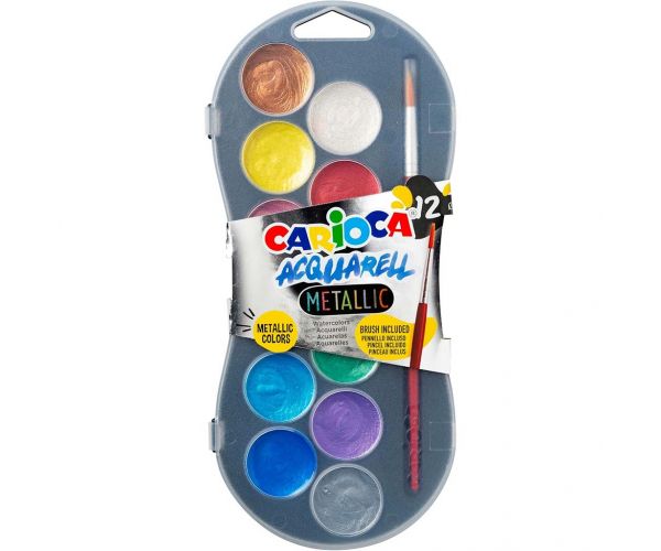 Set de acuarele cu 12 culori metalice 30mm - Carioca