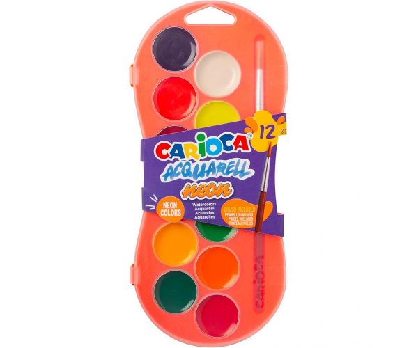 Set de acuarele cu 12 culori neon 30mm - Carioca