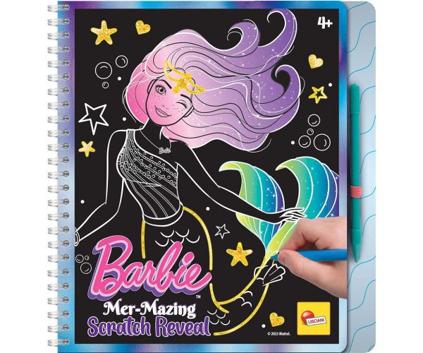 Set de creație pentru răzuit imagini Barbie Mer-Mazing, 44 pagini - Lisciani