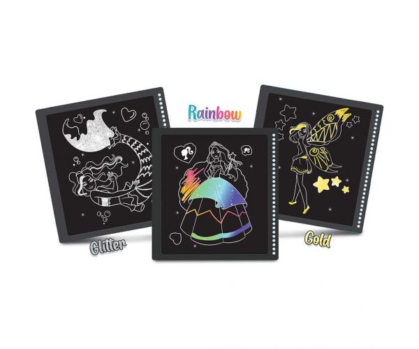Set de creație pentru răzuit imagini Barbie Mer-Mazing, 44 pagini - Lisciani