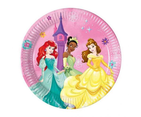 Set de farfurii de hârtie Disney+Prințese 8 bucăți, 20 cm