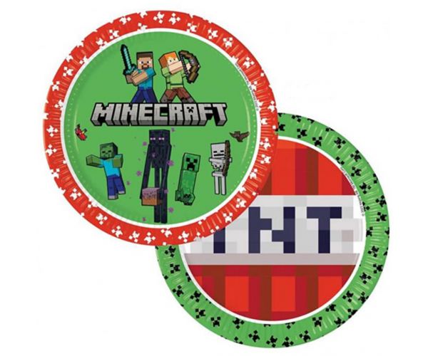Minecraft 8db-os papírtányér szett 23cm-es