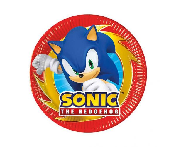 Set de farfurii de hârtie Sonic ariciul, 8 bucăți, 20 cm